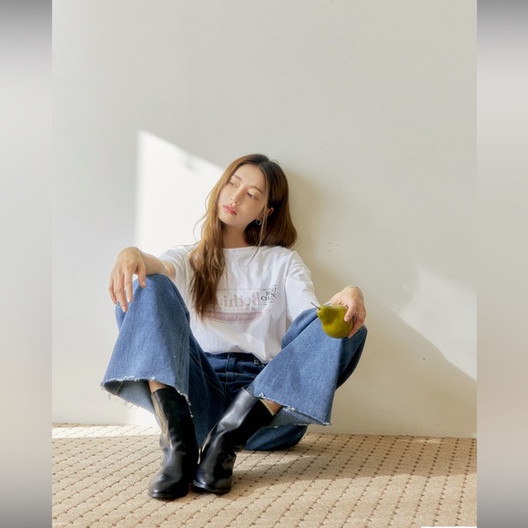 Stylenanda 3ce Green mid rise wide leg denim jeans - Picture 13 of 17